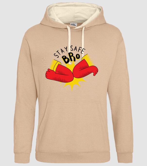 Coronavirus Salut cu cotul model nisipiu pe tricou