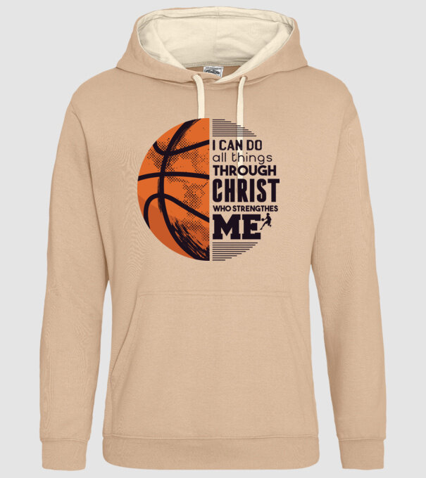Cu ajutorul lui Hristos reușim Baschetbalist model nisipiu pe tricou