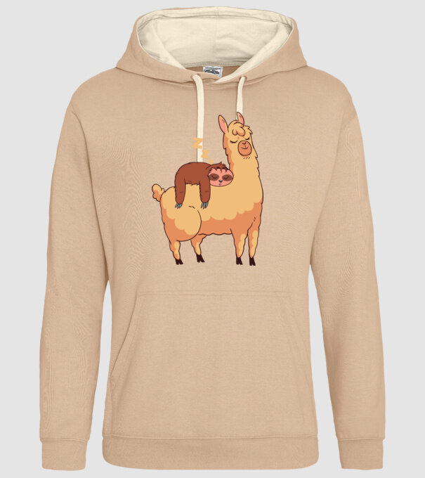 Leneș dormind pe Llama model nisipiu pe tricou