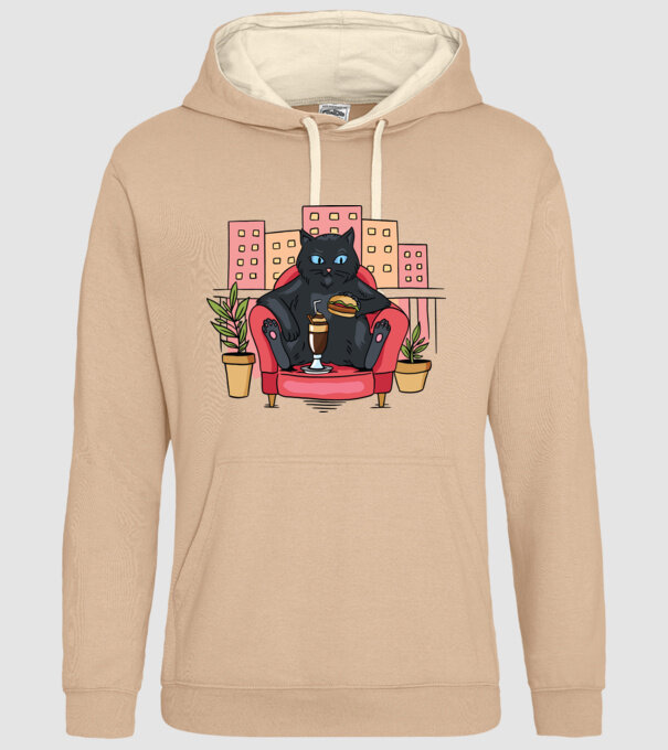 Pisică relaxându-se model nisipiu pe tricou