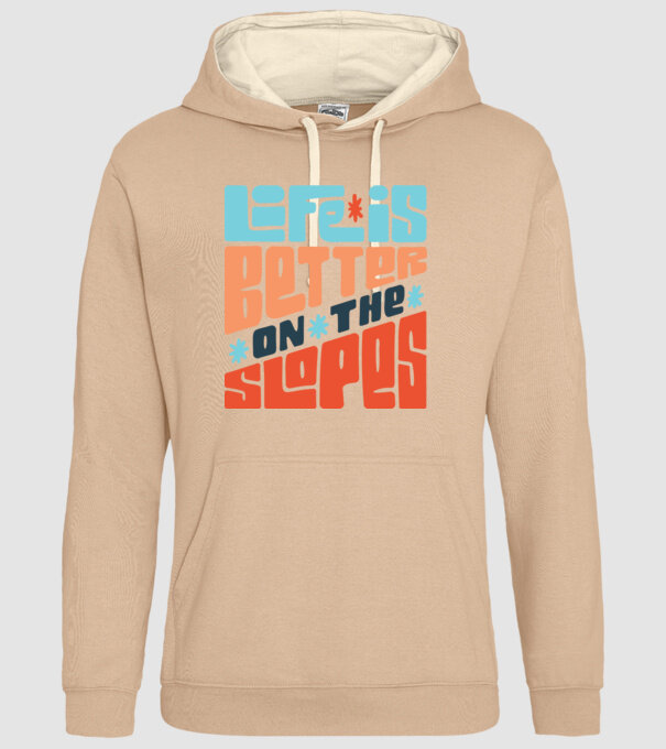 Life is better on the slopes - Snowboard model nisipiu pe tricou