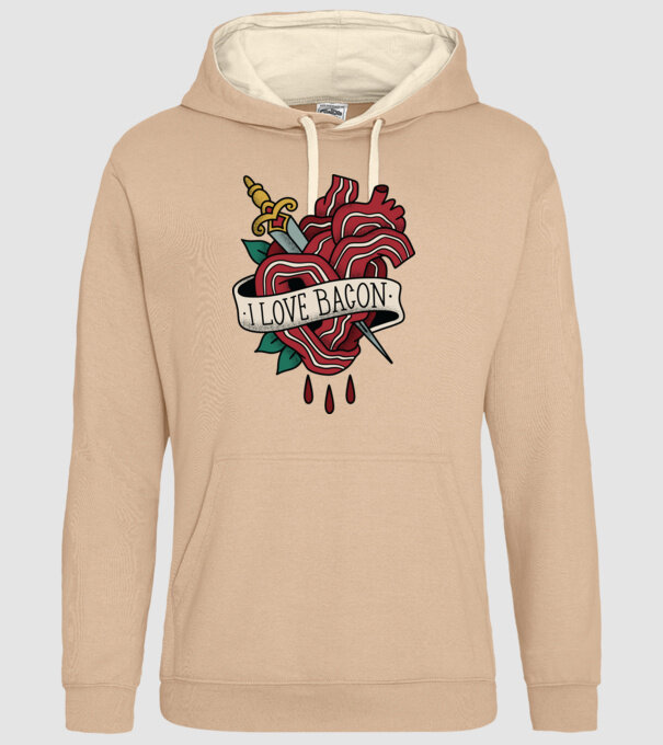 Love Bacon Tatuaj model nisipiu pe tricou