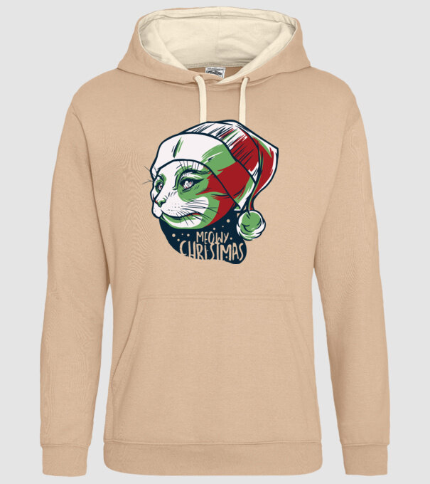 Meowy Christmas Pisică de Crăciun model nisipiu pe tricou