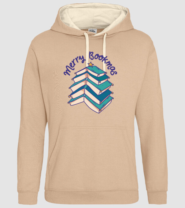 Merry Bookmas Crăciun cu cărți model nisipiu pe tricou
