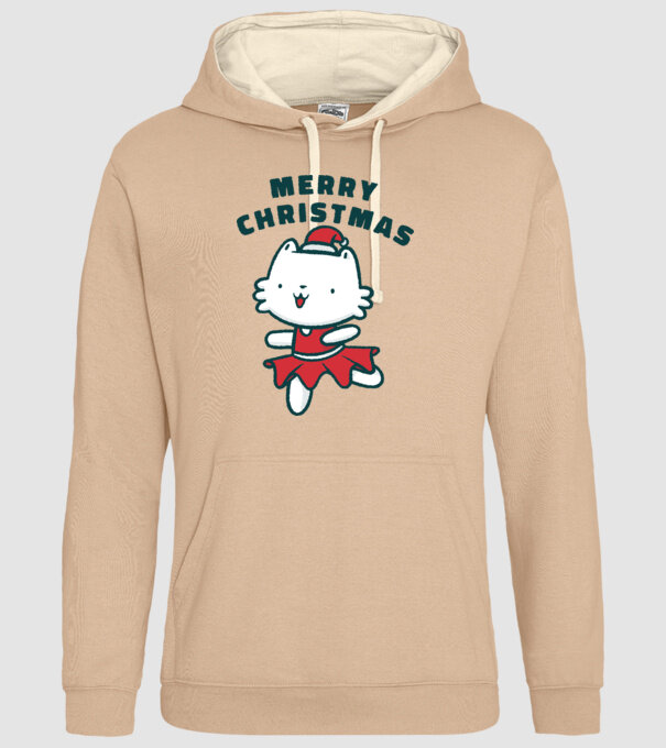 Pisică Merry Christmas model nisipiu pe tricou