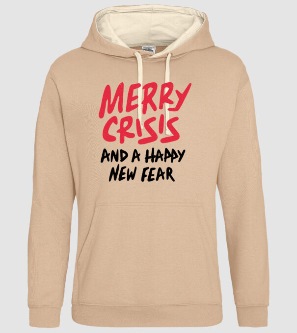 Merry Crisis and a Happy New Fear model nisipiu pe tricou