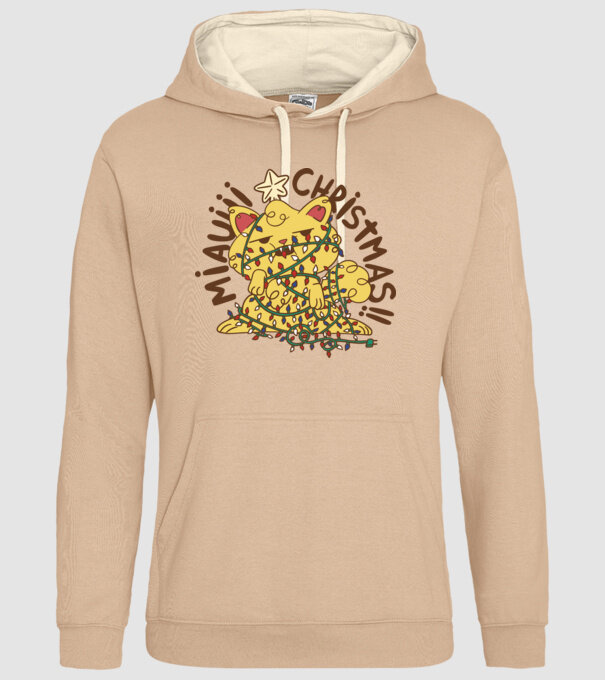 Miauiii Crăciun cu pisică model nisipiu pe tricou