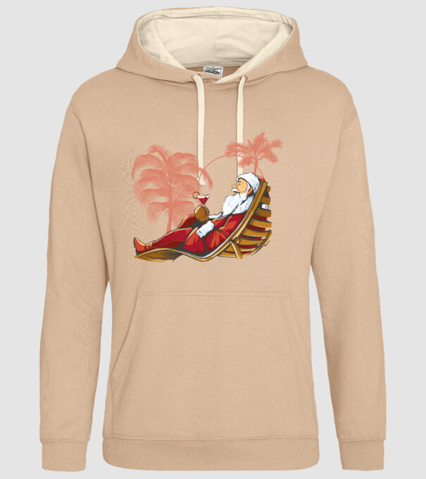 Moș Crăciun În vacanță model nisipiu pe tricou