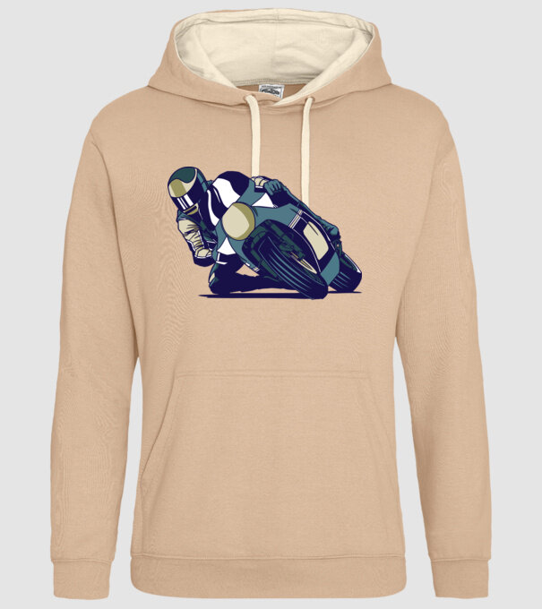 Concurent motocicletă model nisipiu pe tricou