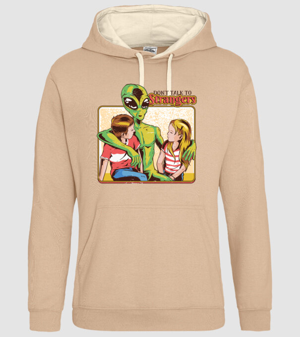 Nu vorbi cu străini tricou amuzant Alien model nisipiu pe tricou