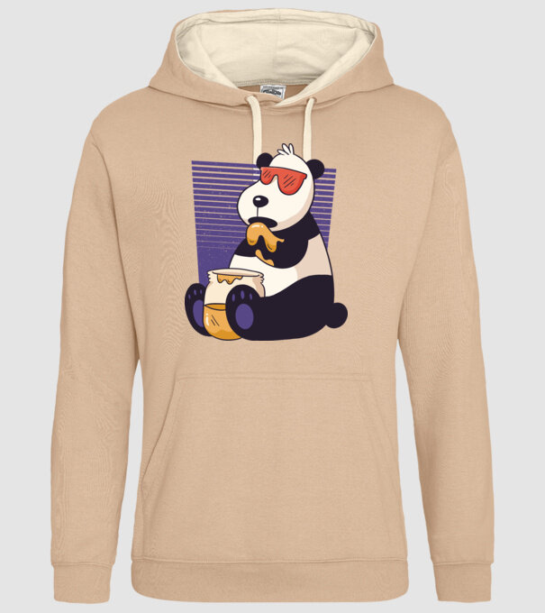 Panda cu miere model nisipiu pe tricou