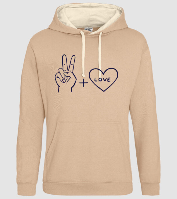 Peace + Love model nisipiu pe tricou