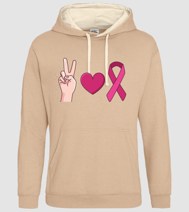 Peace Love lupta împotriva cancerului de sân model nisipiu pe tricou