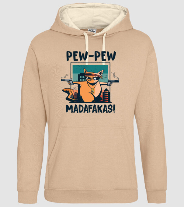 Pew Pew Pew Madafakas Pisică dark model nisipiu pe tricou