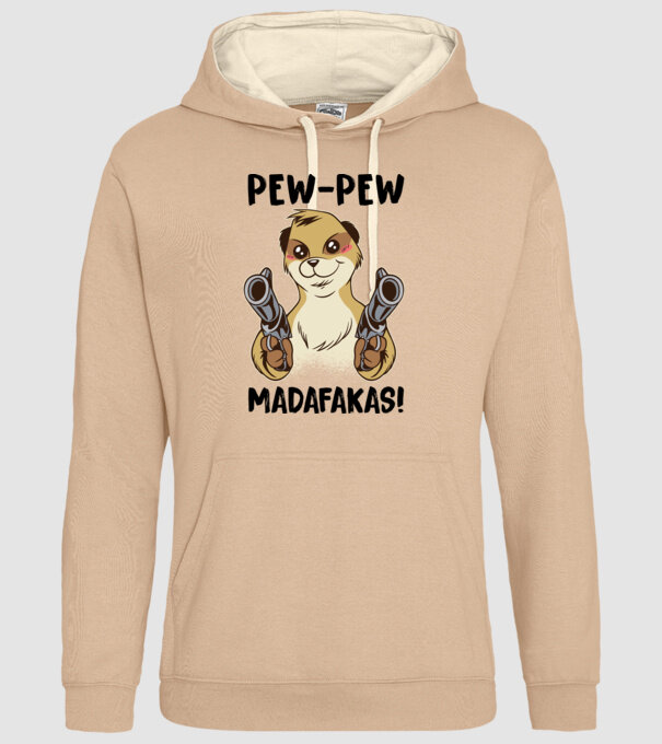 Pew Pew Pew Madafakas Suricată alb model nisipiu pe tricou