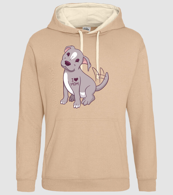 Pitbull - I Love Mom model nisipiu pe tricou