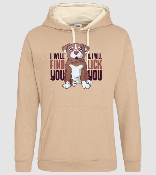 Pitbull - I will find you and I will lick you model nisipiu pe tricou