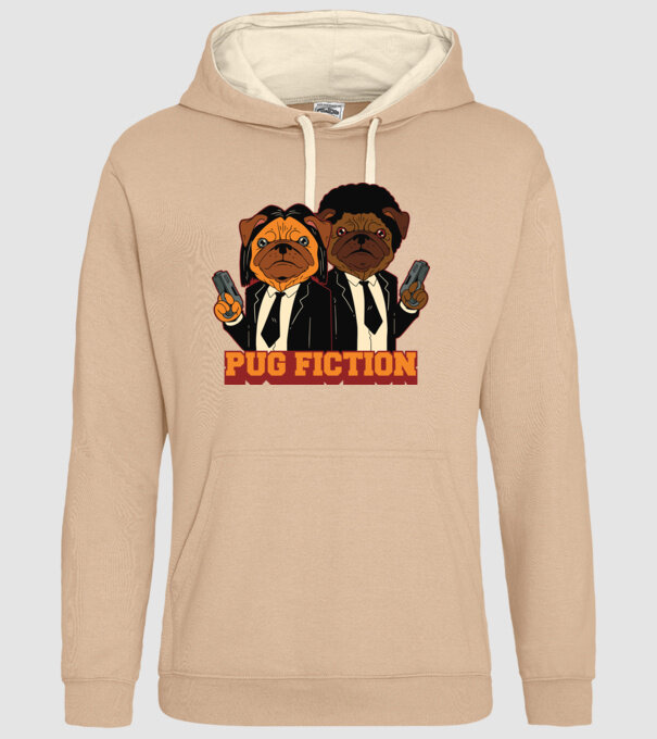 Pug Fiction Pugs Mops Pulp Fiction parodie model nisipiu pe tricou