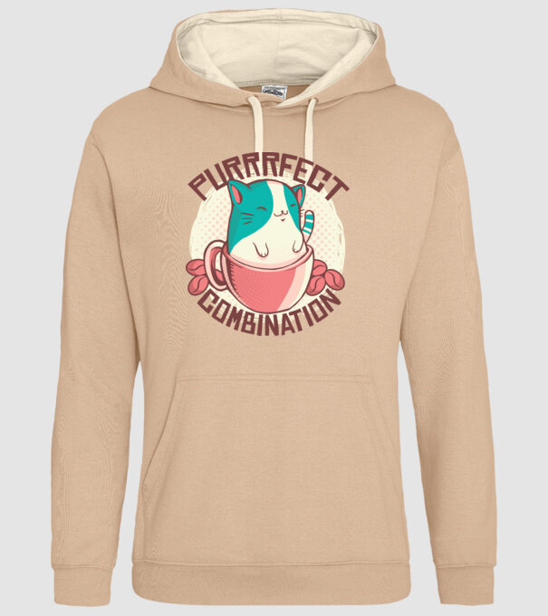 Purrrfect Combination Cafea cu pisică model nisipiu pe tricou