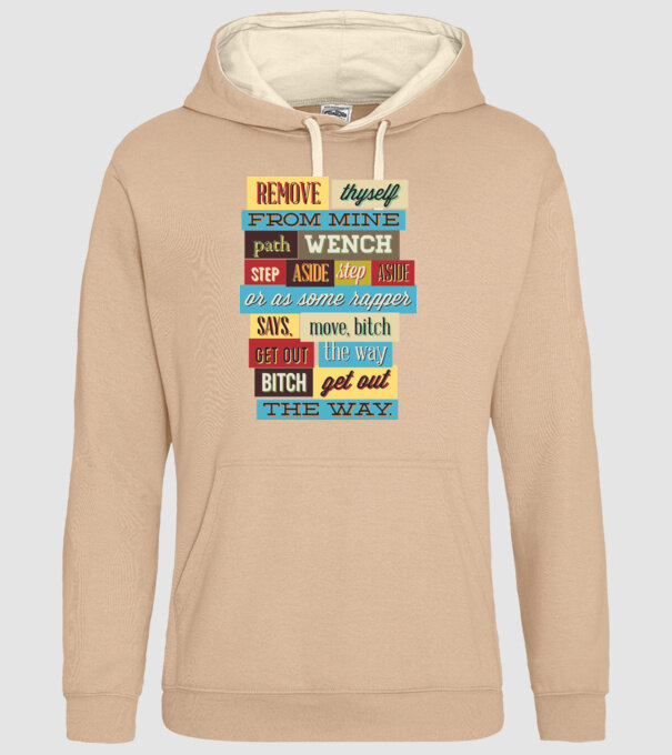Remove thyself from mine path wench model nisipiu pe tricou