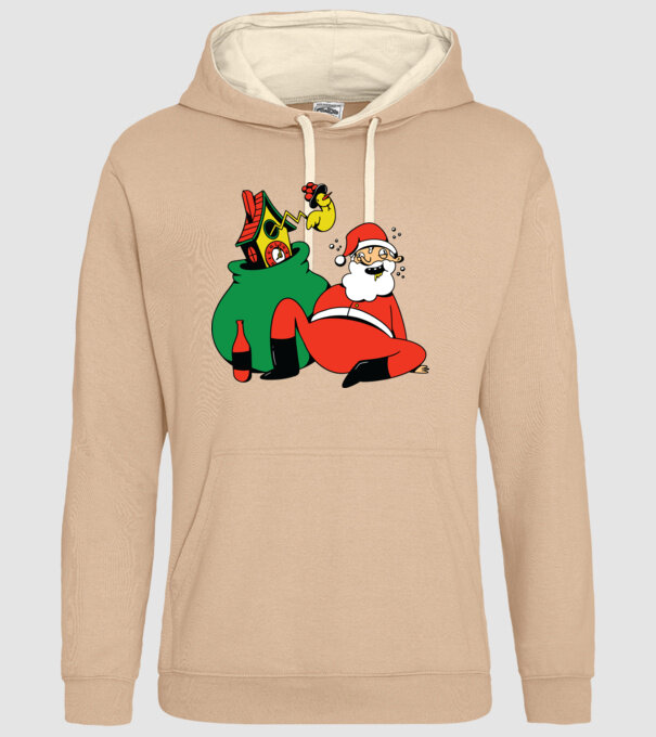 Moș Crăciun beat model nisipiu pe tricou