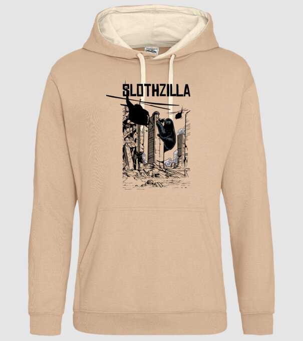 Slothzilla la atac amuzant tricou leneș amuzant model nisipiu pe tricou