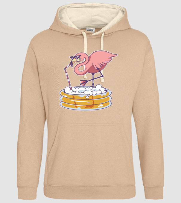 Flamingo cu bere model nisipiu pe tricou