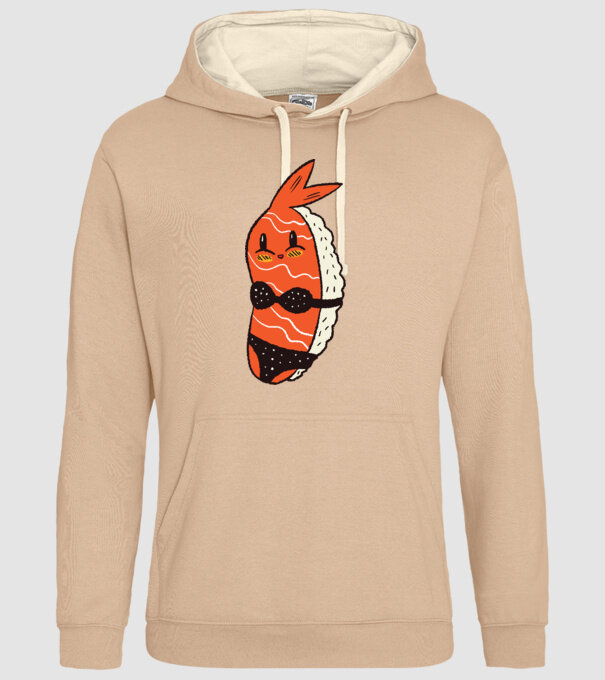 Sushi în bikini model nisipiu pe tricou