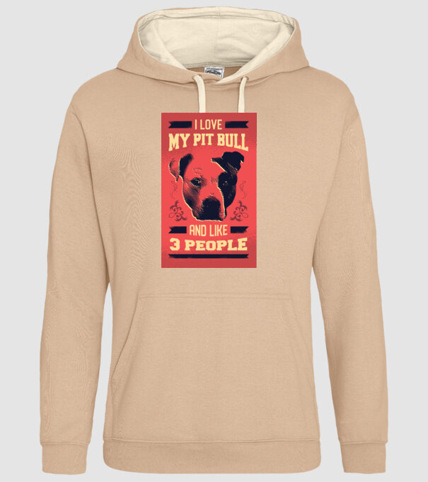 Îmi iubesc Pitbull-ul meu și încă 3 persoane model nisipiu pe tricou