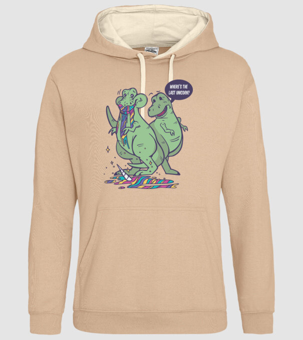 T-rex a mâncat unicornul model nisipiu pe tricou