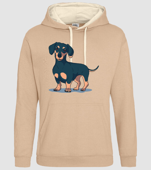 Tricou cu Câine teckel drăguț model nisipiu pe tricou