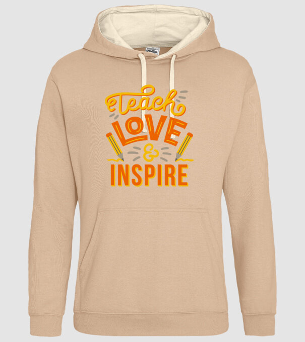 Teach Love Inspire pentru profesori model nisipiu pe tricou