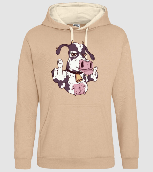 Vaca arată degetul model nisipiu pe tricou
