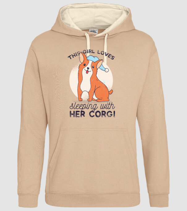 This Girl Loves sleeping with her Corgi model nisipiu pe tricou