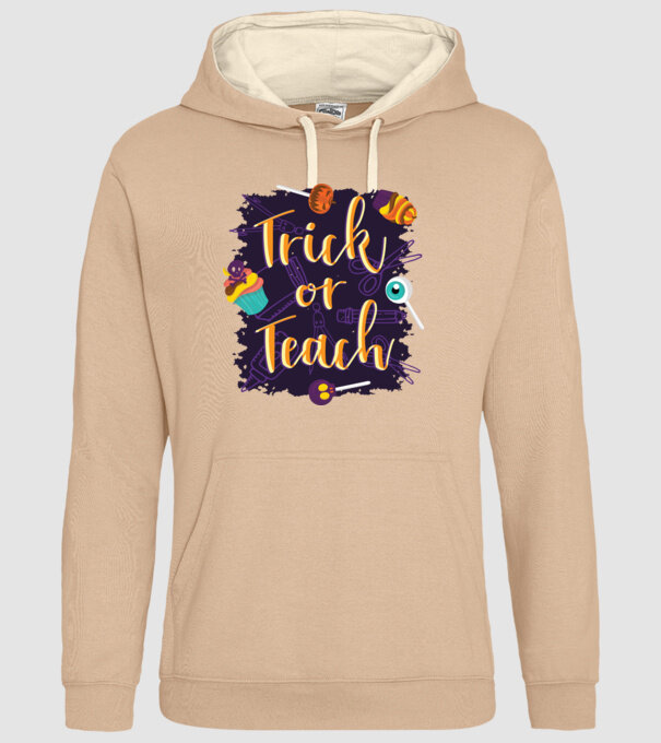 Trick or Teach Halloween pentru profesori model nisipiu pe tricou