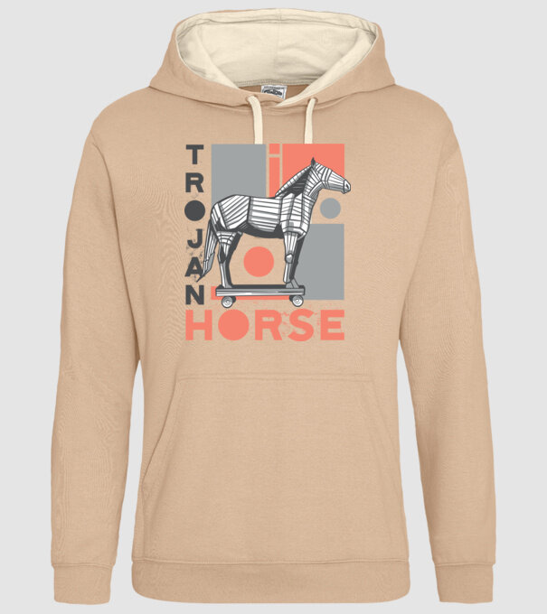 Cal troian model nisipiu pe tricou