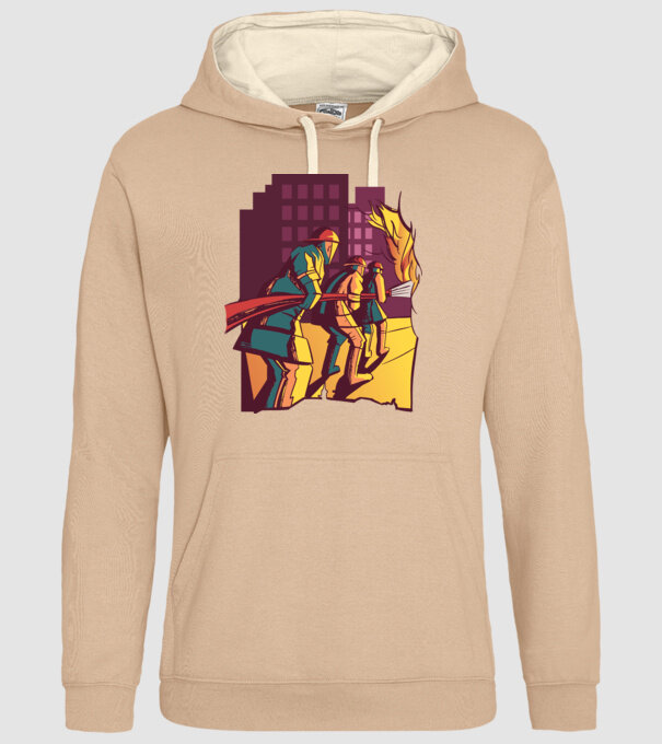 Pompieri în acțiune model nisipiu pe tricou