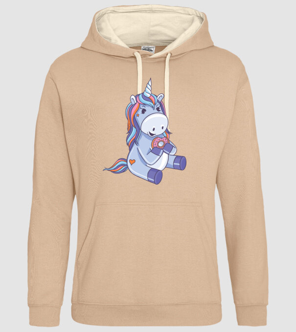 Unicorn cu gogoașă model nisipiu pe tricou