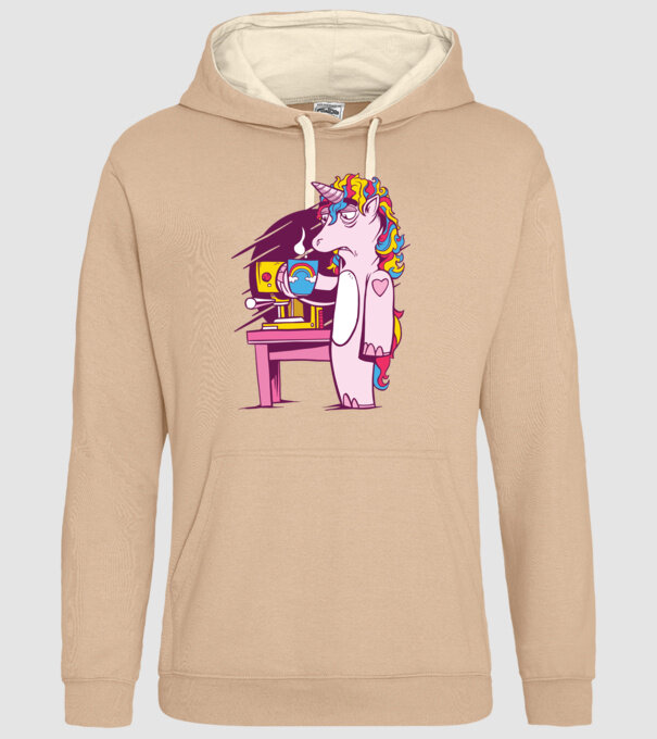 Unicorn Cafea model nisipiu pe tricou