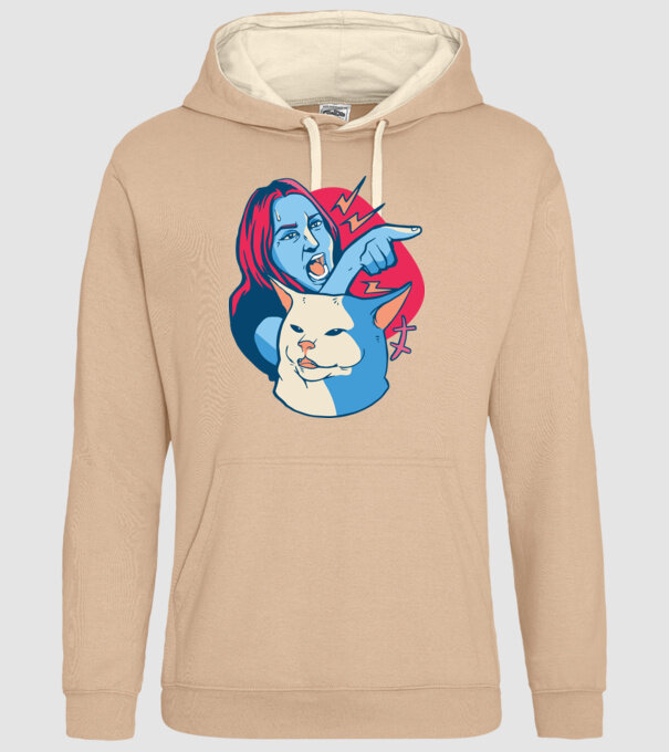 Meme pisică urlătoare model nisipiu pe tricou