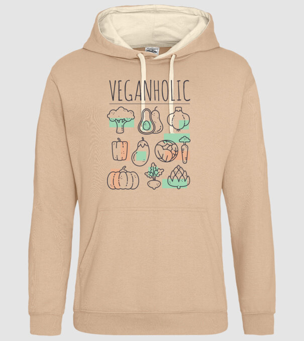 Veganholic model nisipiu pe tricou