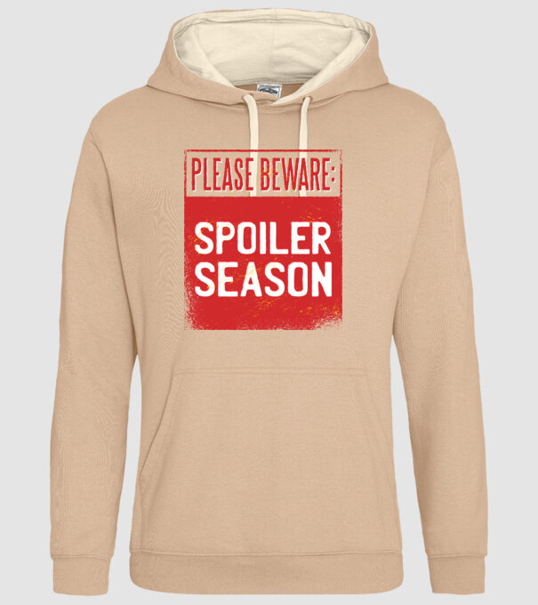 Atenție! Pericol de spoiler model nisipiu pe tricou