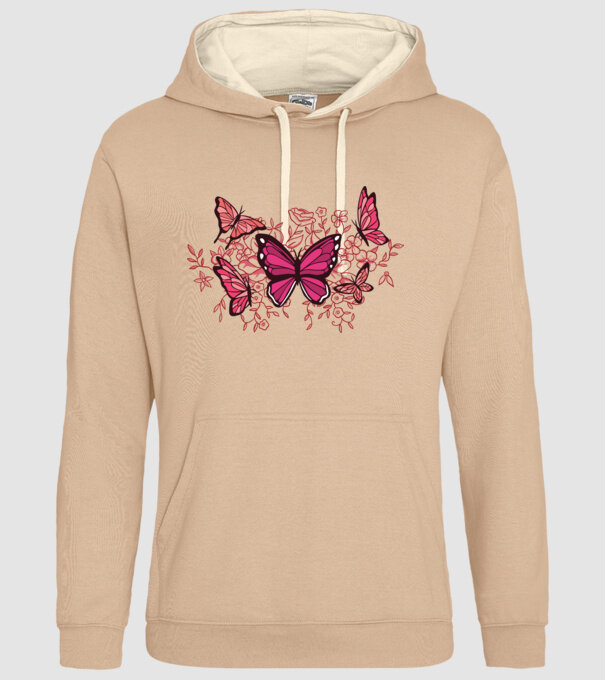 Fluturi cu flori model nisipiu pe tricou