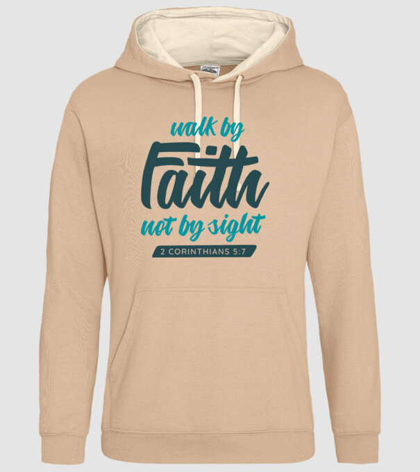Walk by faith - Religie model nisipiu pe tricou