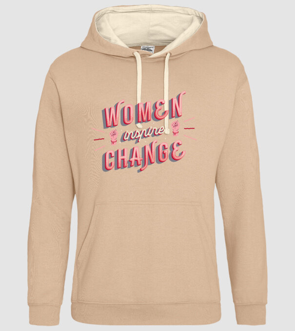 Women inspire change Ziua Femeii model nisipiu pe tricou