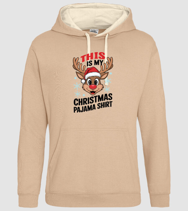 Christmas Pajama Reindeer Alb model nisipiu pe tricou