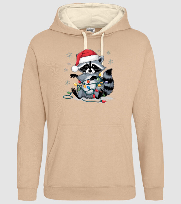 Crăciunul ratonilor Alb model nisipiu pe tricou