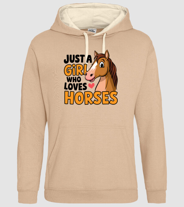 Just a girl who loves horses Alb model nisipiu pe tricou