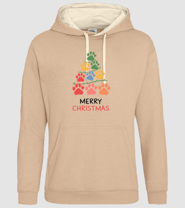 Merry Christmas Paws Alb model nisipiu pe tricou
