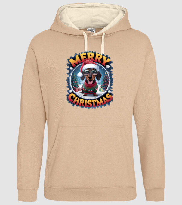Merry Christmas Teckel model nisipiu pe tricou